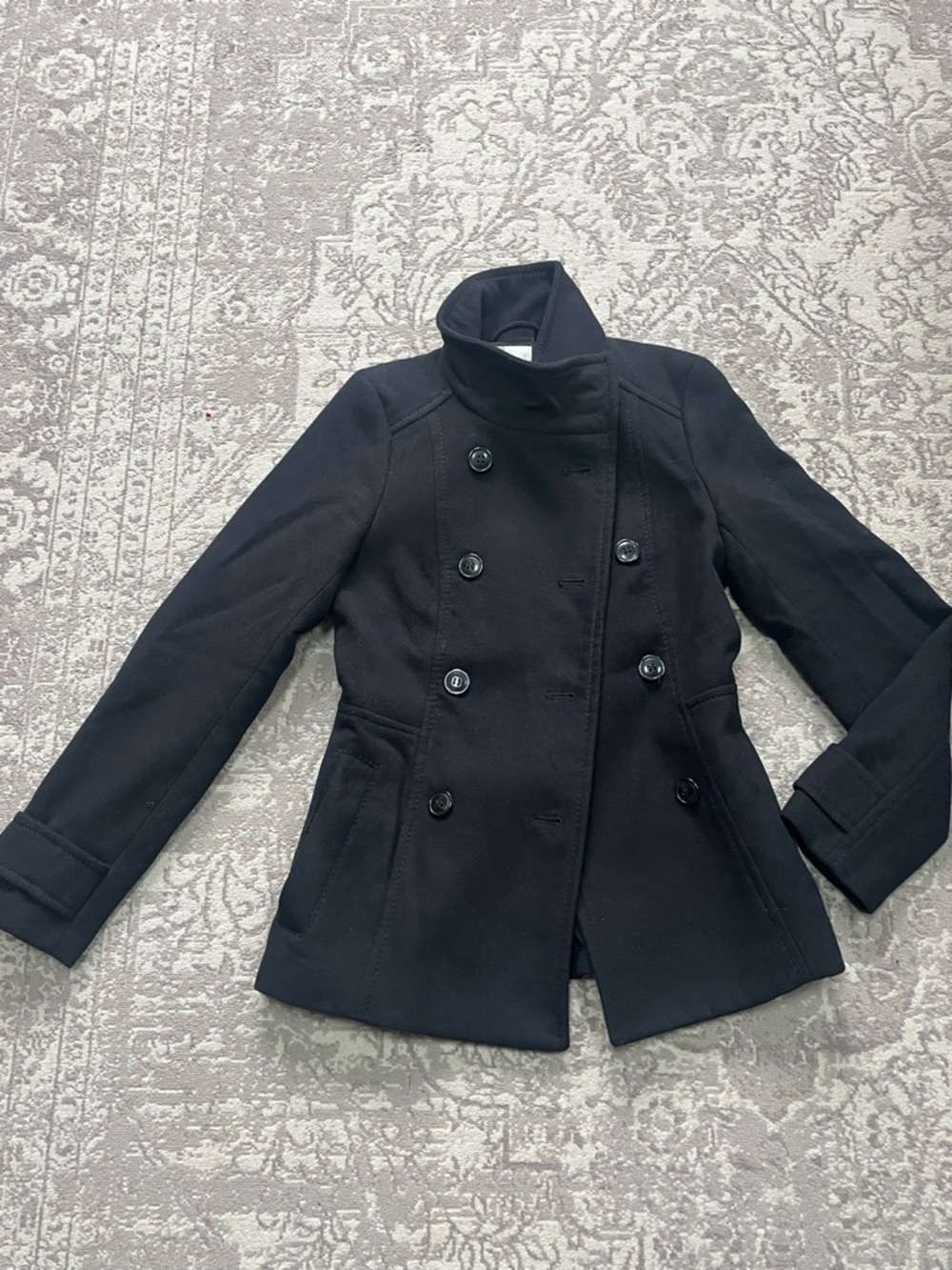 H&M Black Double-Breasted Pea Coat